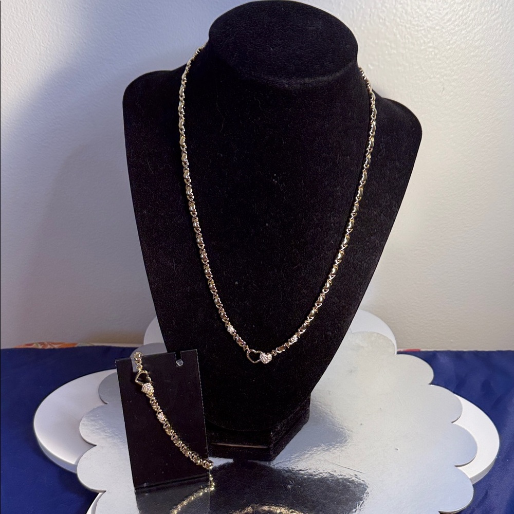 XOXO Elegant Gold Plated and Silver Necklace and Bracelet Set